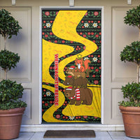 Germany Christmas Door Cover with Bear Boar Otter Squirrel and Holiday Pattern Design - Wonder Print Shop