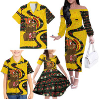 Germany Christmas Family Matching Off The Shoulder Long Sleeve Dress and Hawaiian Shirt with Bear Boar Otter Squirrel and Holiday Pattern Design - Wonder Print Shop