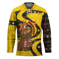 Germany Christmas Hockey Jersey with Bear Boar Otter Squirrel and Holiday Pattern Design - Wonder Print Shop