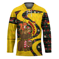 Germany Christmas Hockey Jersey with Bear Boar Otter Squirrel and Holiday Pattern Design - Wonder Print Shop