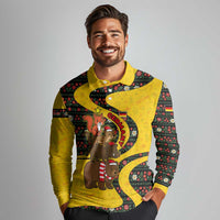 Germany Christmas Long Sleeve Polo Shirt with Bear Boar Otter Squirrel and Holiday Pattern Design - Wonder Print Shop