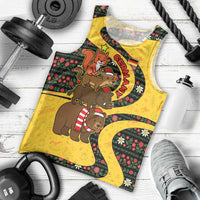 Germany Christmas Men Tank Top with Bear Boar Otter Squirrel and Holiday Pattern Design - Wonder Print Shop