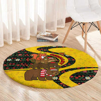 Germany Christmas Round Carpet with Bear Boar Otter Squirrel and Holiday Pattern Design - Wonder Print Shop