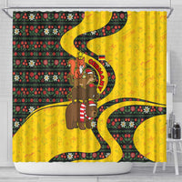 Germany Christmas Shower Curtain with Bear Boar Otter Squirrel and Holiday Pattern Design - Wonder Print Shop
