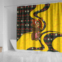 Germany Christmas Shower Curtain with Bear Boar Otter Squirrel and Holiday Pattern Design - Wonder Print Shop