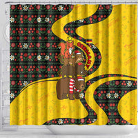 Germany Christmas Shower Curtain with Bear Boar Otter Squirrel and Holiday Pattern Design - Wonder Print Shop