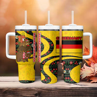 Germany Christmas Tumbler With Handle with Bear Boar Otter Squirrel and Holiday Pattern Design - Wonder Print Shop