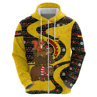 Germany Christmas Zip Hoodie with Bear Boar Otter Squirrel and Holiday Pattern Design - Wonder Print Shop