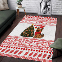 Germany Christmas Area Rug with German Shepherd Dog Gingerbread Tree and Red Holiday Pattern - Wonder Print Shop