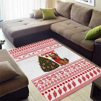 Germany Christmas Area Rug with German Shepherd Dog Gingerbread Tree and Red Holiday Pattern - Wonder Print Shop