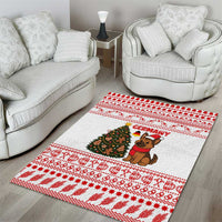 Germany Christmas Area Rug with German Shepherd Dog Gingerbread Tree and Red Holiday Pattern - Wonder Print Shop