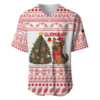 Germany Christmas Baseball Jersey with German Shepherd Dog Gingerbread Tree and Red Holiday Pattern - Wonder Print Shop