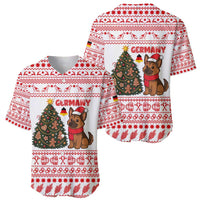 Germany Christmas Baseball Jersey with German Shepherd Dog Gingerbread Tree and Red Holiday Pattern - Wonder Print Shop
