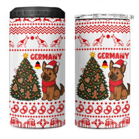 Germany Christmas 4 in 1 Can Cooler Tumbler with German Shepherd Dog Gingerbread Tree and Red Holiday Pattern - Wonder Print Shop