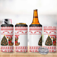 Germany Christmas 4 in 1 Can Cooler Tumbler with German Shepherd Dog Gingerbread Tree and Red Holiday Pattern - Wonder Print Shop