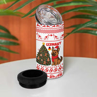 Germany Christmas 4 in 1 Can Cooler Tumbler with German Shepherd Dog Gingerbread Tree and Red Holiday Pattern - Wonder Print Shop