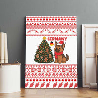 Germany Christmas Canvas Wall Art with German Shepherd Dog Gingerbread Tree and Red Holiday Pattern - Wonder Print Shop