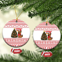 Germany Christmas Ceramic Ornament with German Shepherd Dog Gingerbread Tree and Red Holiday Pattern - Wonder Print Shop