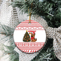 Germany Christmas Ceramic Ornament with German Shepherd Dog Gingerbread Tree and Red Holiday Pattern - Wonder Print Shop