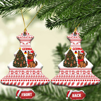 Germany Christmas Ceramic Ornament with German Shepherd Dog Gingerbread Tree and Red Holiday Pattern - Wonder Print Shop