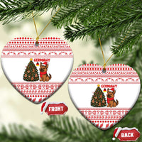 Germany Christmas Ceramic Ornament with German Shepherd Dog Gingerbread Tree and Red Holiday Pattern - Wonder Print Shop