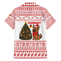 Germany Christmas Hawaiian Shirt with German Shepherd Dog Gingerbread Tree and Red Holiday Pattern - Wonder Print Shop