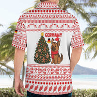 Germany Christmas Hawaiian Shirt with German Shepherd Dog Gingerbread Tree and Red Holiday Pattern - Wonder Print Shop