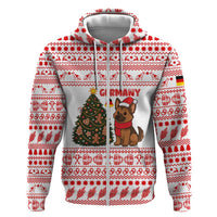 Germany Christmas Hoodie with German Shepherd Dog Gingerbread Tree and Red Holiday Pattern - Wonder Print Shop
