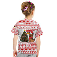 Germany Christmas Kid T Shirt with German Shepherd Dog Gingerbread Tree and Red Holiday Pattern - Wonder Print Shop