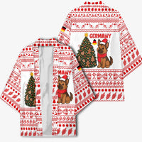 Germany Christmas Kimono with German Shepherd Dog Gingerbread Tree and Red Holiday Pattern - Wonder Print Shop