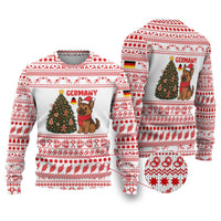 Germany Christmas Ugly Christmas Sweater with German Shepherd Dog Gingerbread Tree and Red Holiday Pattern - Wonder Print Shop