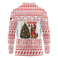 Germany Christmas Long Sleeve Polo Shirt with German Shepherd Dog Gingerbread Tree and Red Holiday Pattern - Wonder Print Shop
