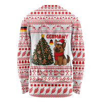 Germany Christmas Long Sleeve Shirt with German Shepherd Dog Gingerbread Tree and Red Holiday Pattern - Wonder Print Shop