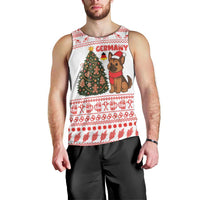 Germany Christmas Men Tank Top with German Shepherd Dog Gingerbread Tree and Red Holiday Pattern - Wonder Print Shop