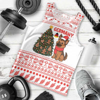 Germany Christmas Men Tank Top with German Shepherd Dog Gingerbread Tree and Red Holiday Pattern - Wonder Print Shop