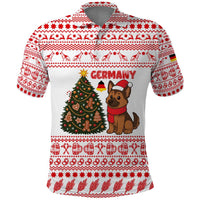 Germany Christmas Polo Shirt with German Shepherd Dog Gingerbread Tree and Red Holiday Pattern - Wonder Print Shop