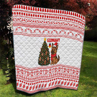 Germany Christmas Quilt with German Shepherd Dog Gingerbread Tree and Red Holiday Pattern - Wonder Print Shop