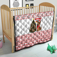 Germany Christmas Quilt with German Shepherd Dog Gingerbread Tree and Red Holiday Pattern - Wonder Print Shop