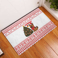 Germany Christmas Rubber Doormat with German Shepherd Dog Gingerbread Tree and Red Holiday Pattern - Wonder Print Shop