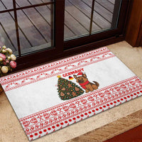 Germany Christmas Rubber Doormat with German Shepherd Dog Gingerbread Tree and Red Holiday Pattern - Wonder Print Shop