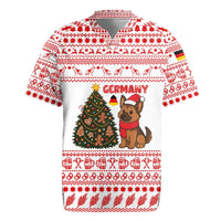 Germany Christmas Rugby Jersey with German Shepherd Dog Gingerbread Tree and Red Holiday Pattern - Wonder Print Shop