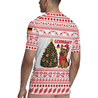 Germany Christmas Rugby Jersey with German Shepherd Dog Gingerbread Tree and Red Holiday Pattern - Wonder Print Shop