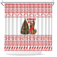 Germany Christmas Shower Curtain with German Shepherd Dog Gingerbread Tree and Red Holiday Pattern - Wonder Print Shop