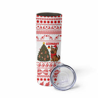 Germany Christmas Skinny Tumbler with German Shepherd Dog Gingerbread Tree and Red Holiday Pattern - Wonder Print Shop