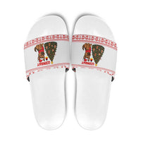Germany Christmas Slide Sandals with German Shepherd Dog Gingerbread Tree and Red Holiday Pattern - Wonder Print Shop