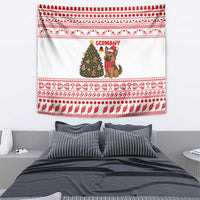 Germany Christmas Tapestry with German Shepherd Dog Gingerbread Tree and Red Holiday Pattern - Wonder Print Shop
