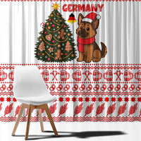 Germany Christmas Window Curtain with German Shepherd Dog Gingerbread Tree and Red Holiday Pattern - Wonder Print Shop