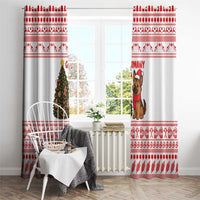 Germany Christmas Window Curtain with German Shepherd Dog Gingerbread Tree and Red Holiday Pattern - Wonder Print Shop