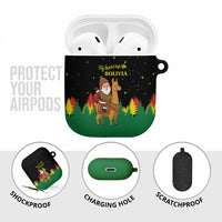Bolivia Christmas AirPods Case with Santa Claus Llama Andean Outfit and Festive Tree Design - Wonder Print Shop
