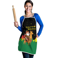 Bolivia Christmas Apron with Santa Claus Llama Andean Outfit and Festive Tree Design - Wonder Print Shop